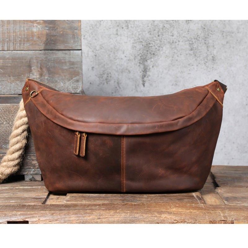 Bolsa Peito Couro Para Homem Crossbody