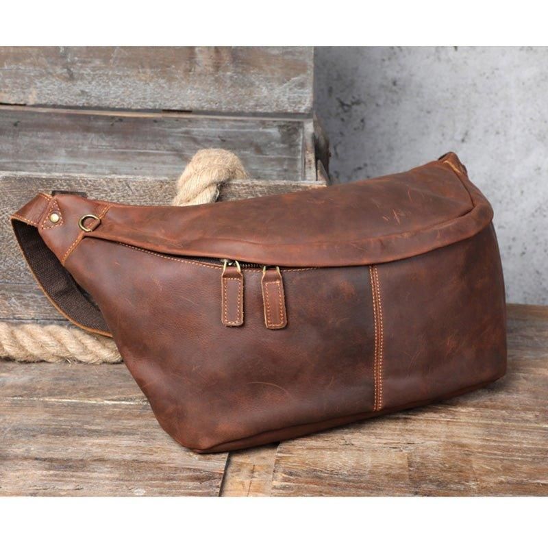 Bolsa Peito Couro Para Homem Crossbody