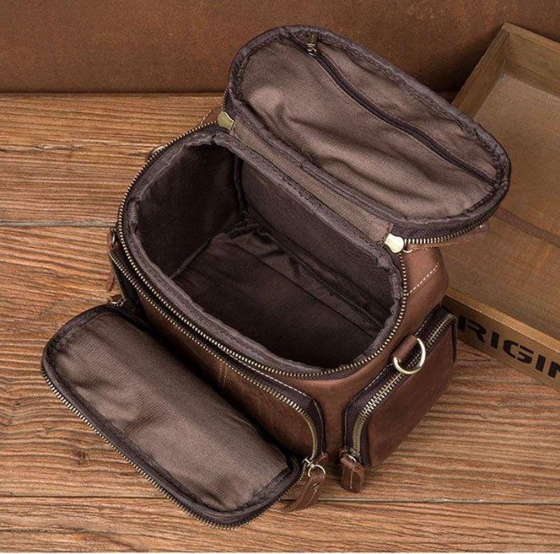 Bolsa Tipo Estilingue Simples Couro Bovino Para Homem