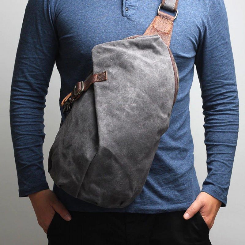 Bolsa Tiracolo Masculina Lona Encerada Vintage