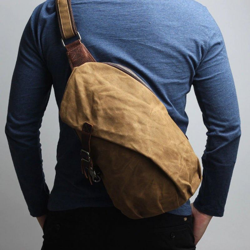 Bolsa Tiracolo Masculina Lona Encerada Vintage