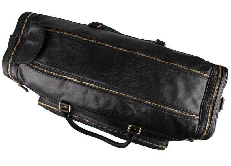 Bolsa Viagem Grande Em Pele Preta Para Homem