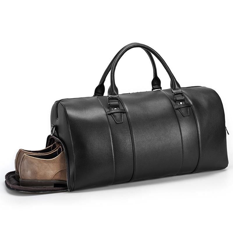 Bolsa Viagem Moderna Para Homem Em Couro Preto