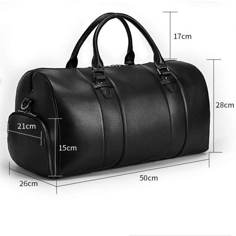 Bolsa Viagem Moderna Para Homem Em Couro Preto