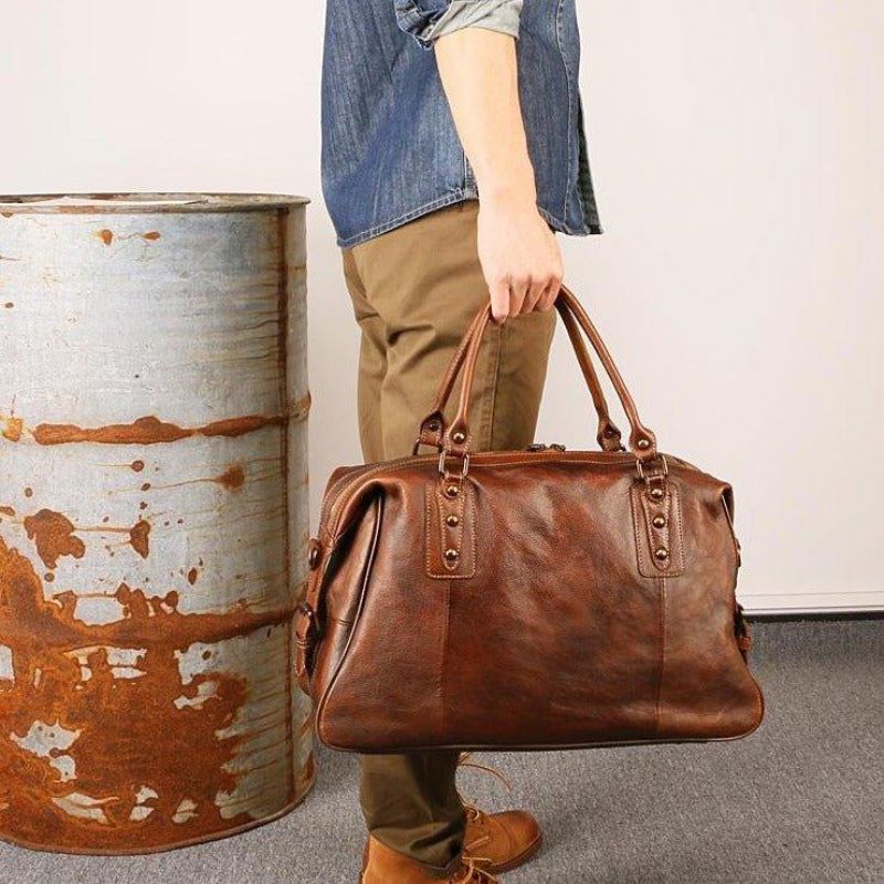 Bolsa Viagem Vintage Em Pele Para Homem E Mulher