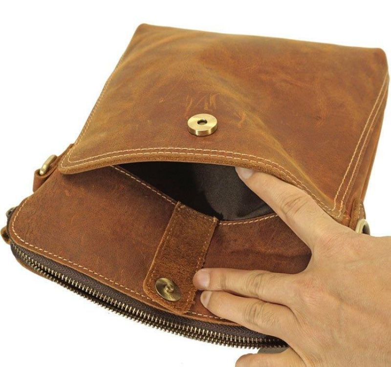 Bolsas Ombro Para Homem Em Couro Castanho