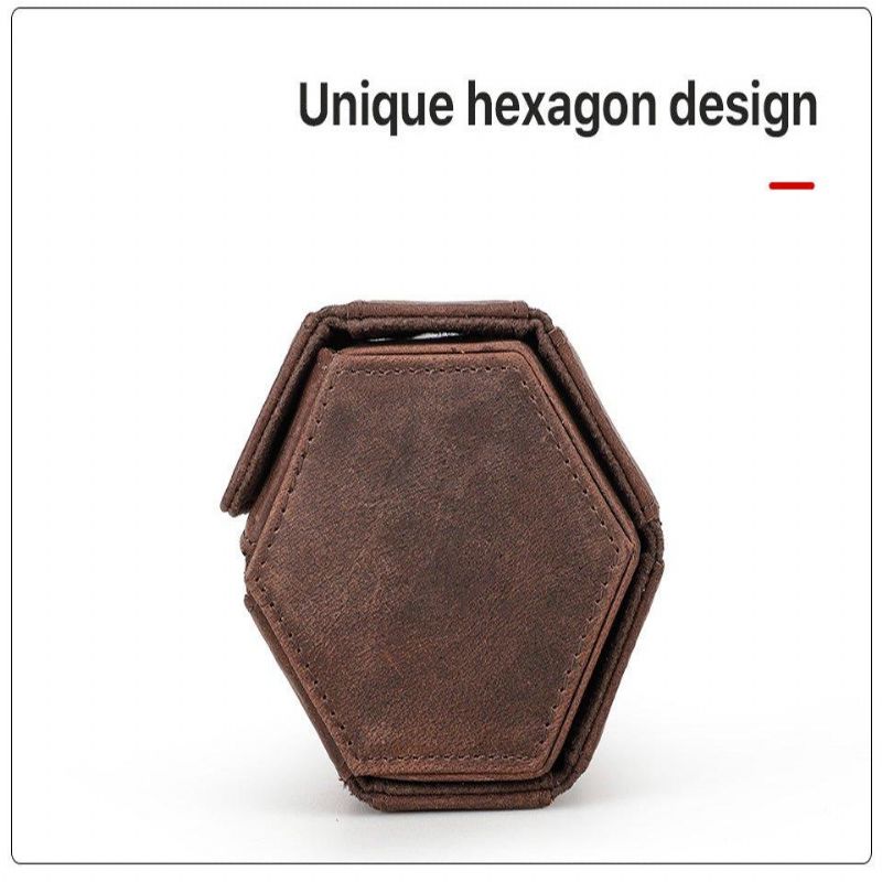 Estojo Rolo Relógio Hexagonal Em Pele Para 3 Relógios