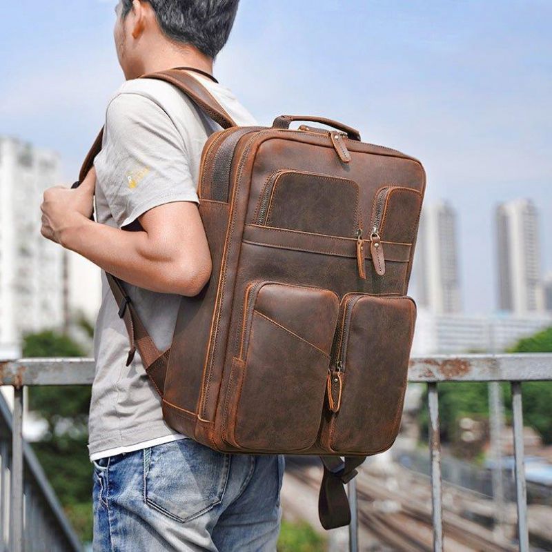 Faculdade Mochila Couro Para Computador 15.6 Polegadas 17