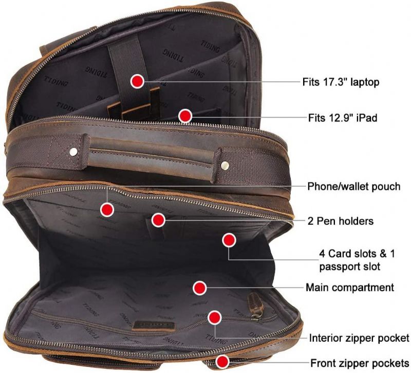 Faculdade Mochila Couro Para Computador 15.6 Polegadas 17