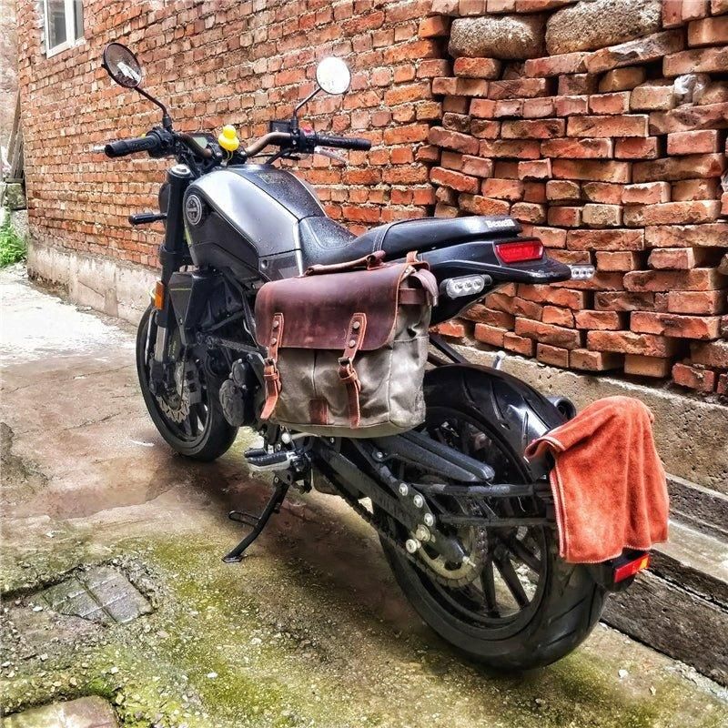 Maleta Para Portátil Em Lona Encerada Bolsa Alforges Moto