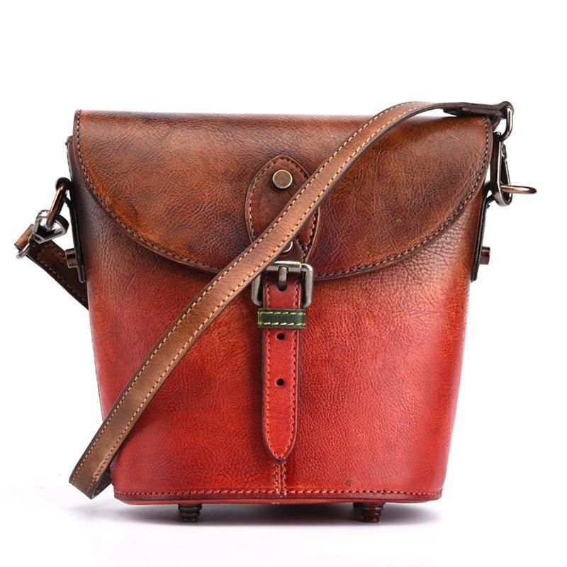 Mini Balde Couro Vintage Crossbody Bolsa Para Mulheres