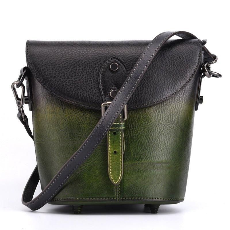 Mini Balde Couro Vintage Crossbody Bolsa Para Mulheres