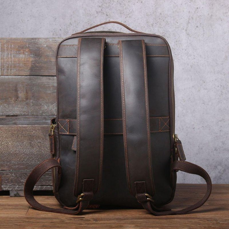 Mochila Couro Masculina Vintage Para Portátil