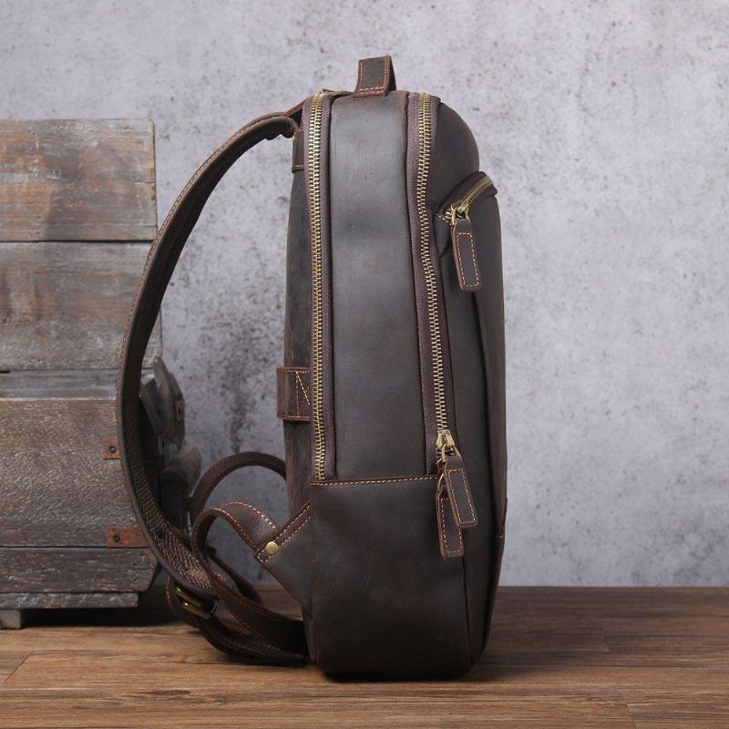 Mochila Couro Masculina Vintage Para Portátil