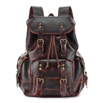 Mochila Couro Vintage Para Homem Portátil 17 Polegadas