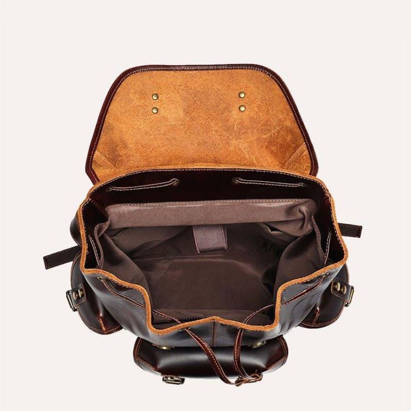 Mochila Couro Vintage Para Homem Portátil 17 Polegadas