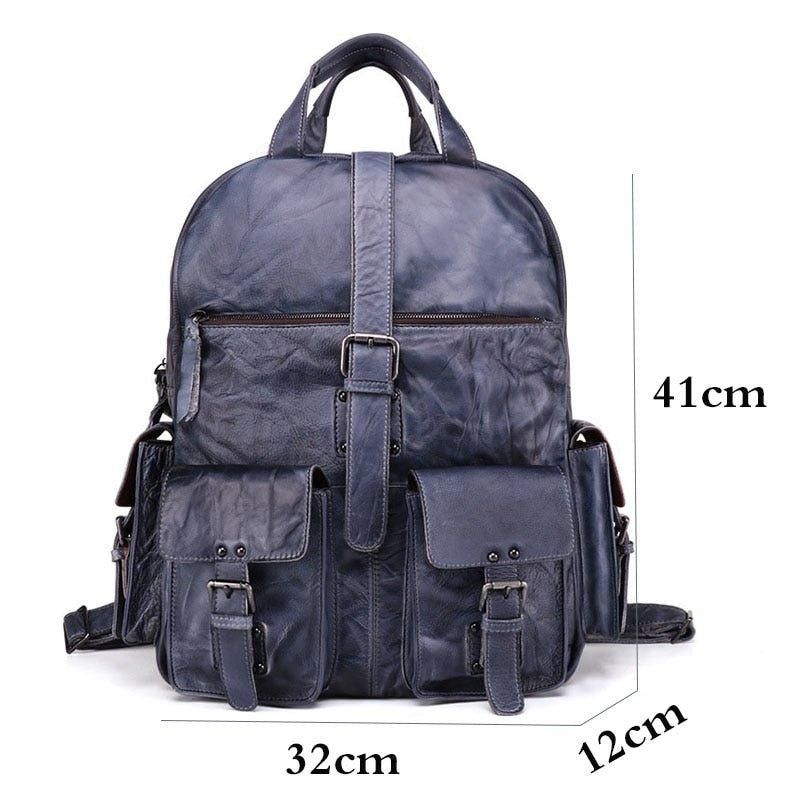 Mochila Couro Vintage Para Homem Viagem 15.6 Polegadas