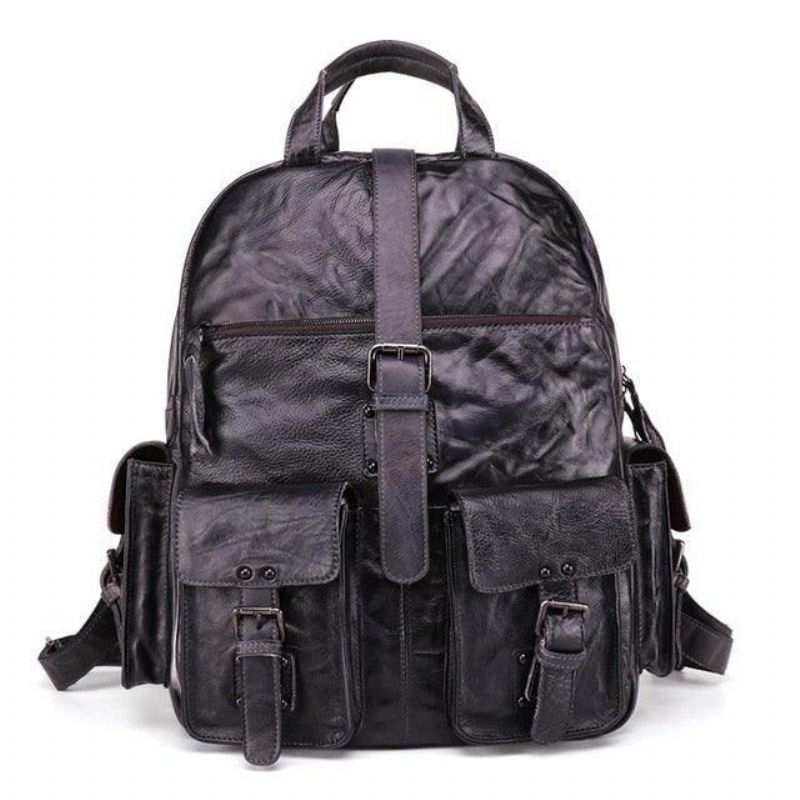 Mochila Couro Vintage Para Homem Viagem 15.6 Polegadas