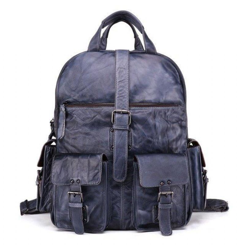 Mochila Couro Vintage Para Homem Viagem 15.6 Polegadas