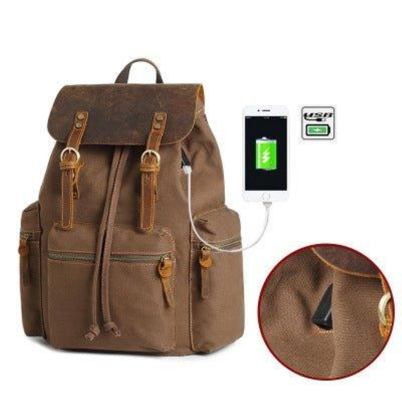 Mochila Em Lona Com Porta Usb