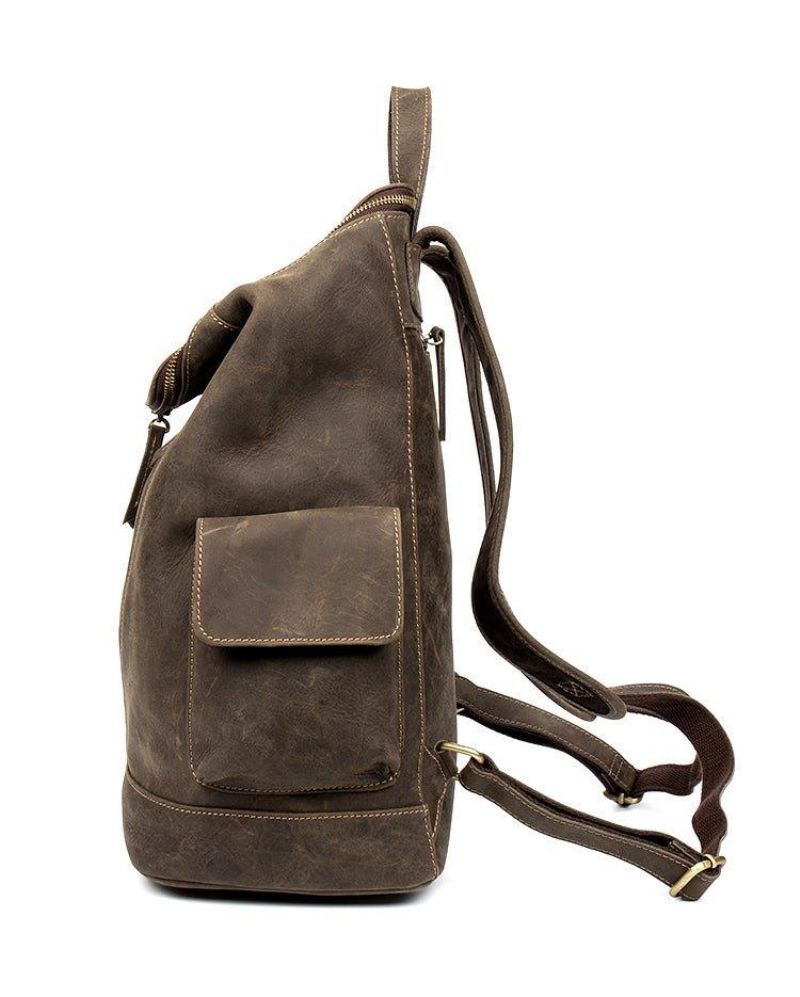 Mochila Grande Couro Vintage Para Homem