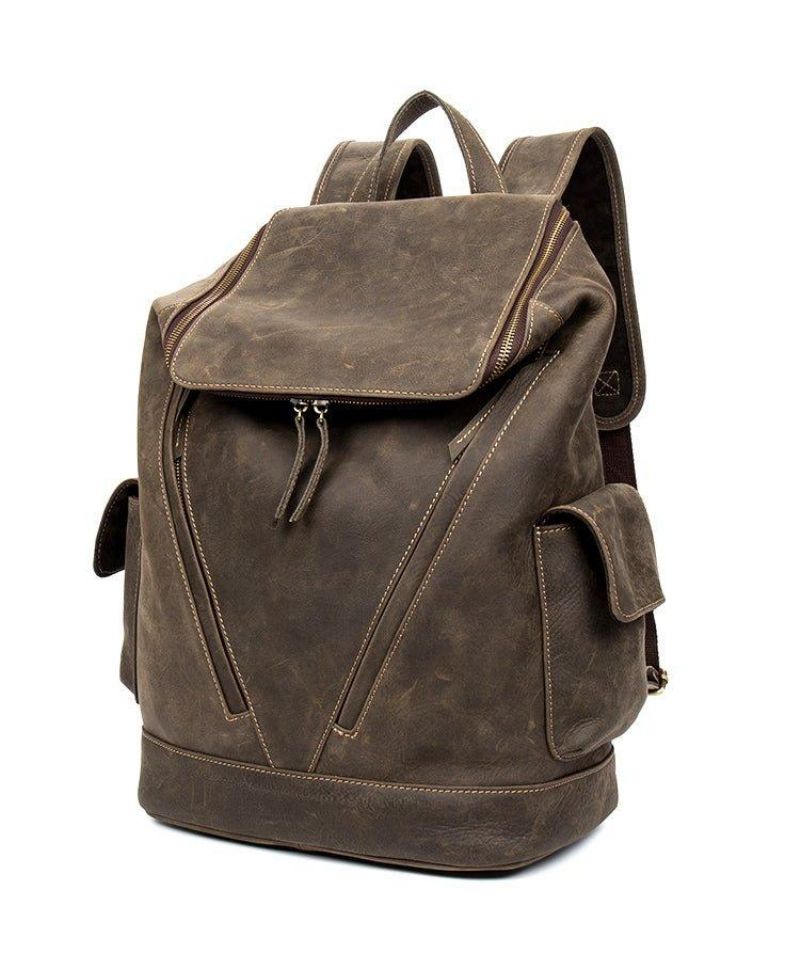 Mochila Grande Couro Vintage Para Homem