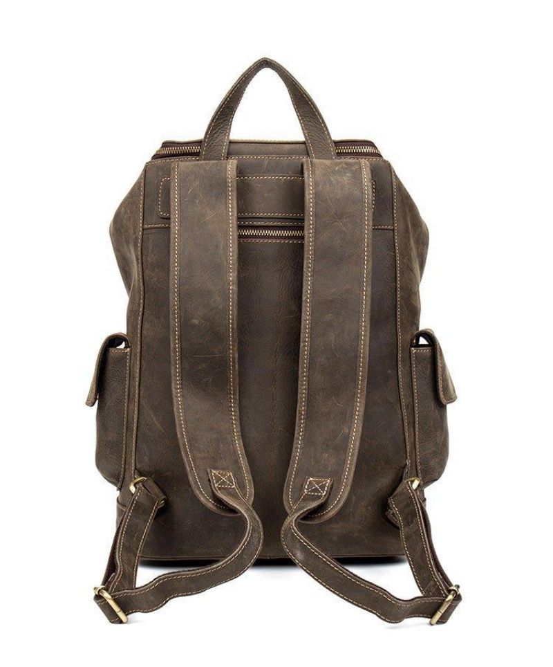 Mochila Grande Couro Vintage Para Homem