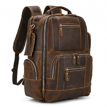 Mochila Grande Couro Vintage Para Homem Viagens