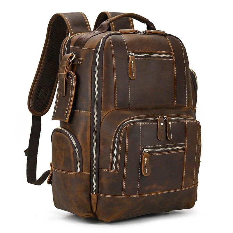 Mochila Grande Couro Vintage Para Homem Viagens