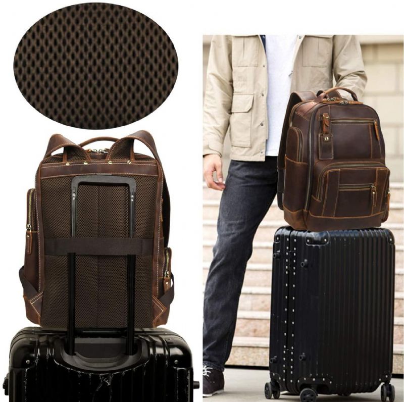 Mochila Grande Couro Vintage Para Homem Viagens