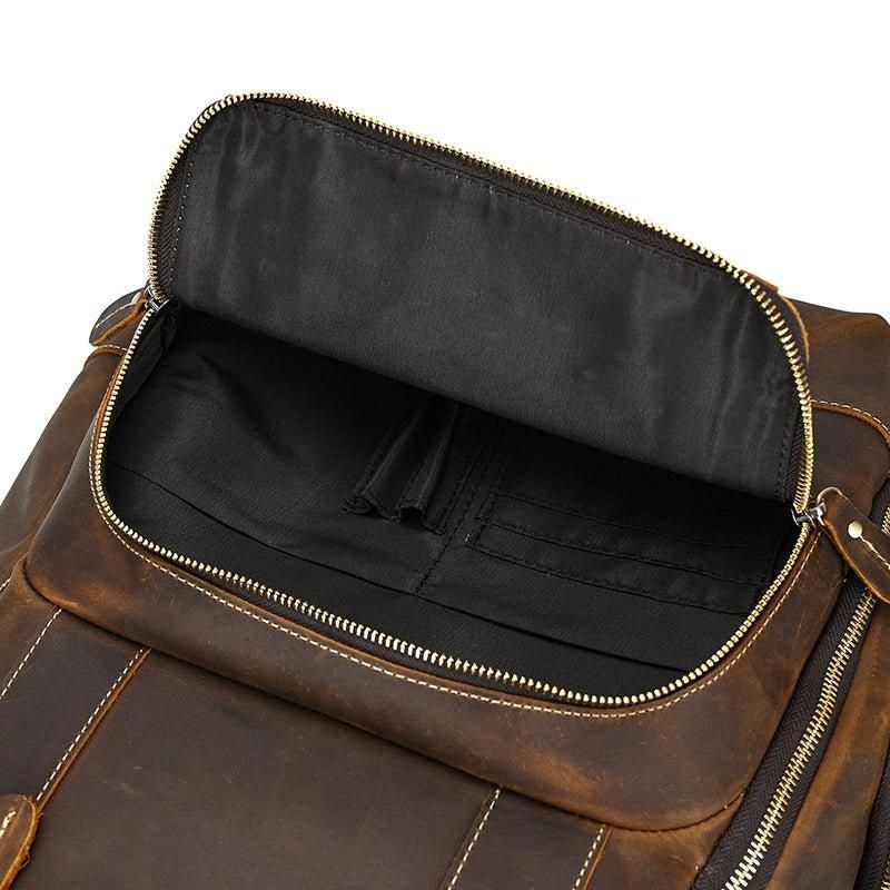 Mochila Grande Couro Vintage Para Homem Viagens