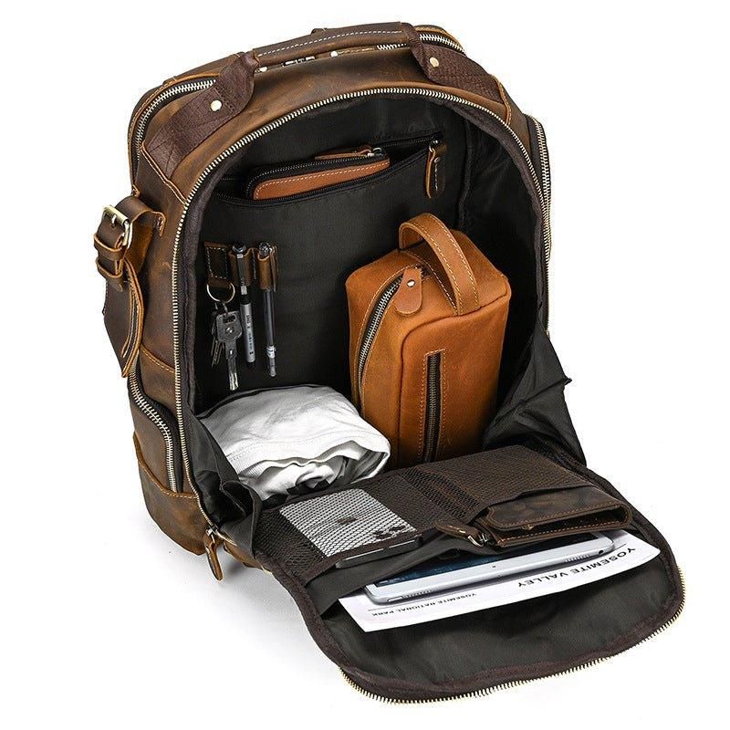 Mochila Grande Couro Vintage Para Homem Viagens