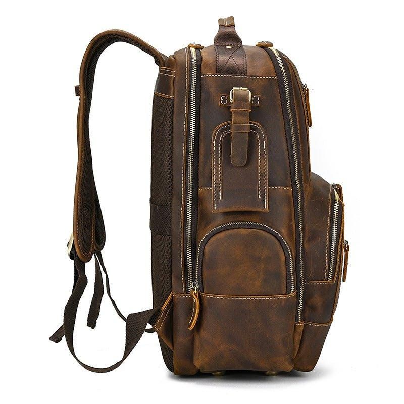 Mochila Grande Couro Vintage Para Homem Viagens