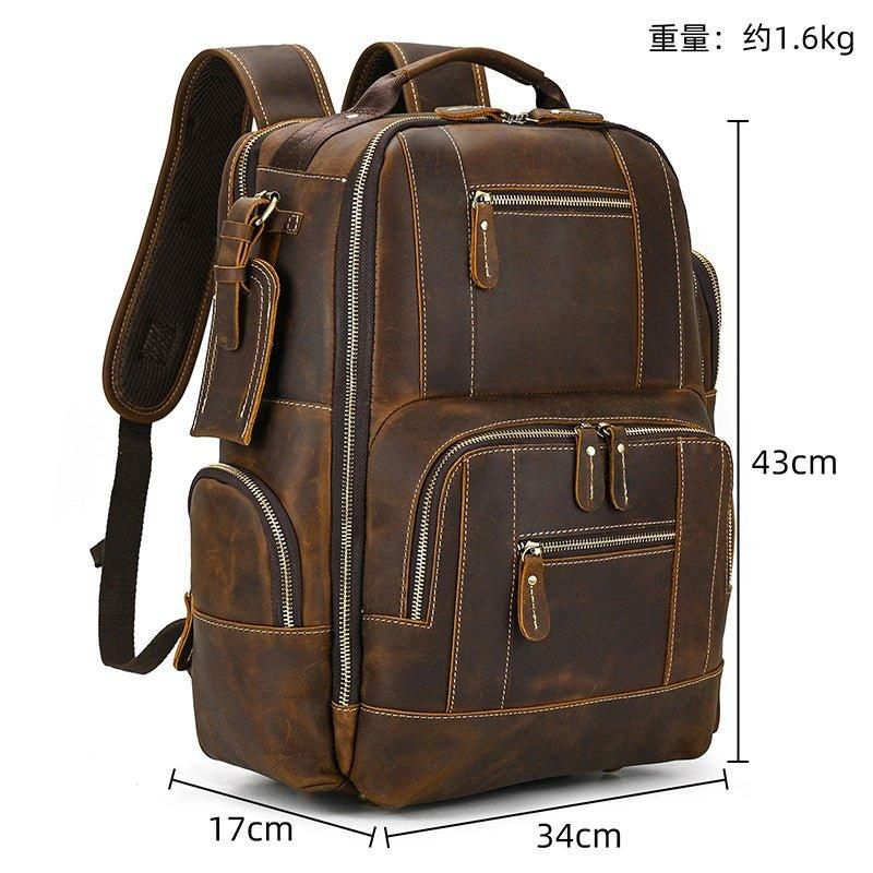 Mochila Grande Couro Vintage Para Homem Viagens