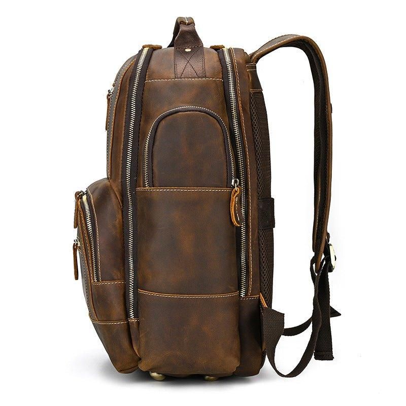 Mochila Grande Couro Vintage Para Homem Viagens