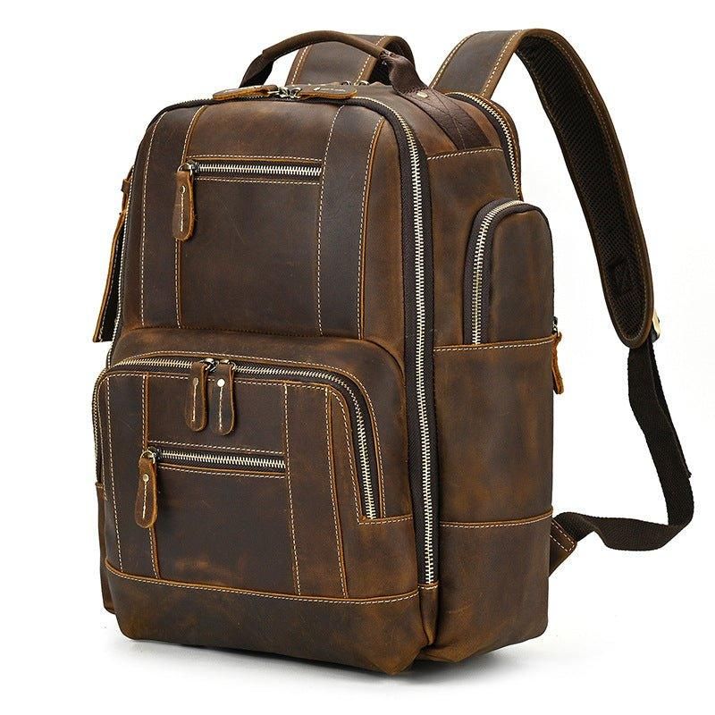 Mochila Grande Couro Vintage Para Homem Viagens