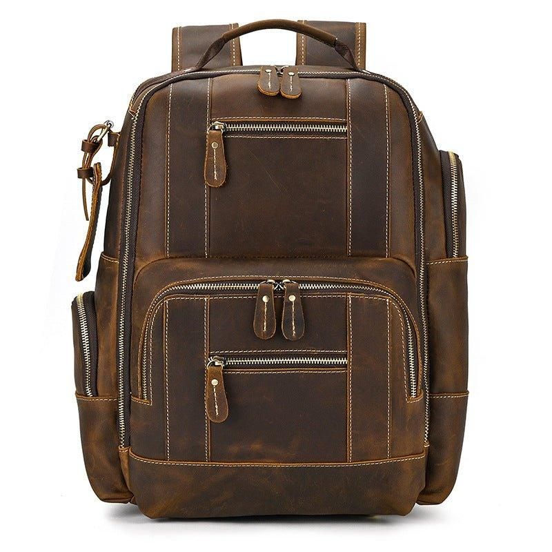 Mochila Grande Couro Vintage Para Homem Viagens