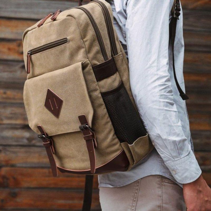 Mochila Grande Lona Vintage Para Homem Portátil