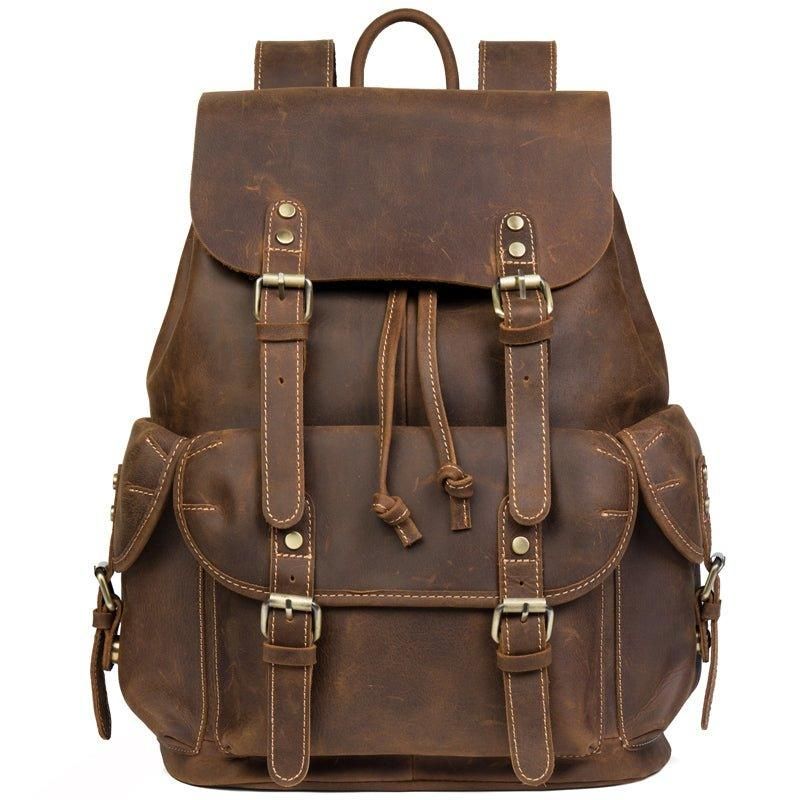 Mochila Grande Masculina Couro Vintage Para Portátil