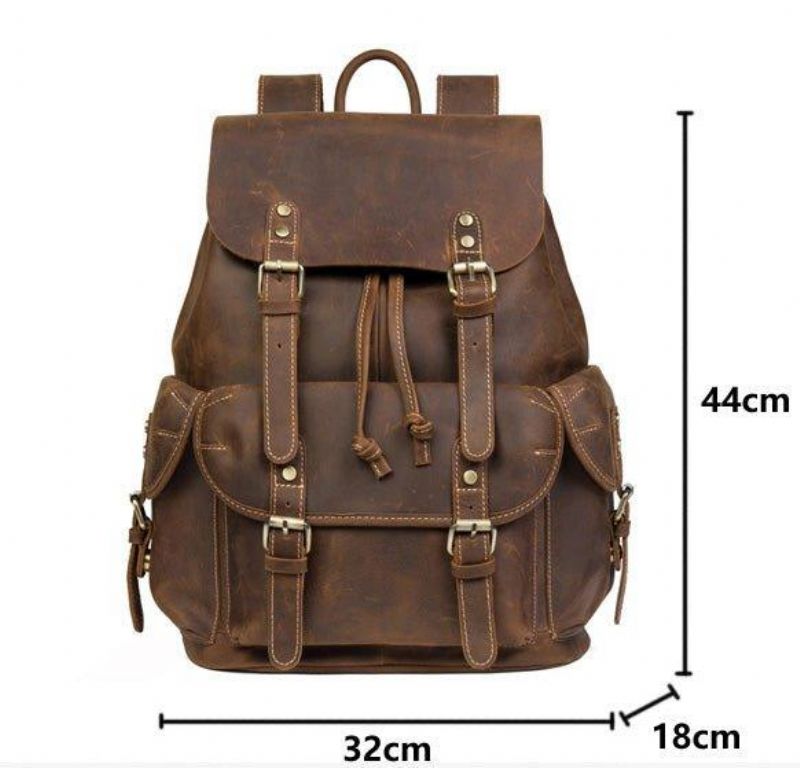 Mochila Grande Masculina Couro Vintage Para Portátil