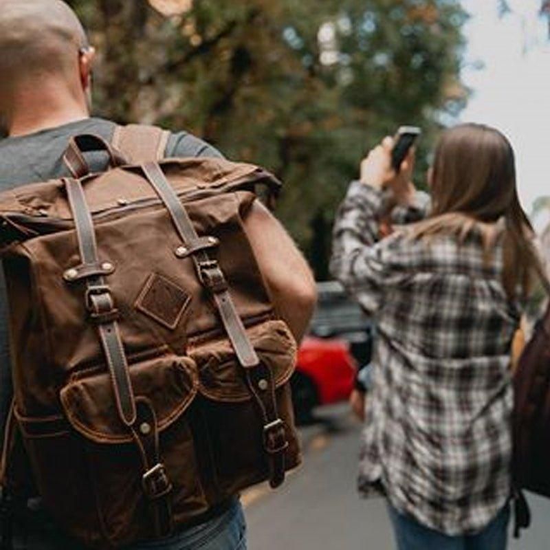 Mochila Grande Vintage Em Lona Para Viagem