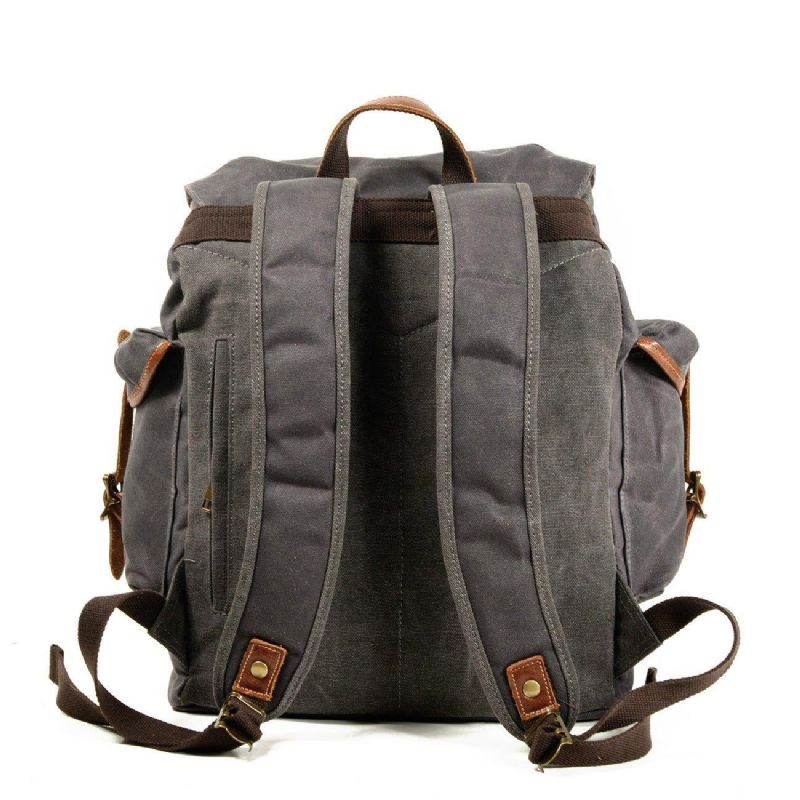 Mochila Grande Vintage Lona Encerada Para Homem