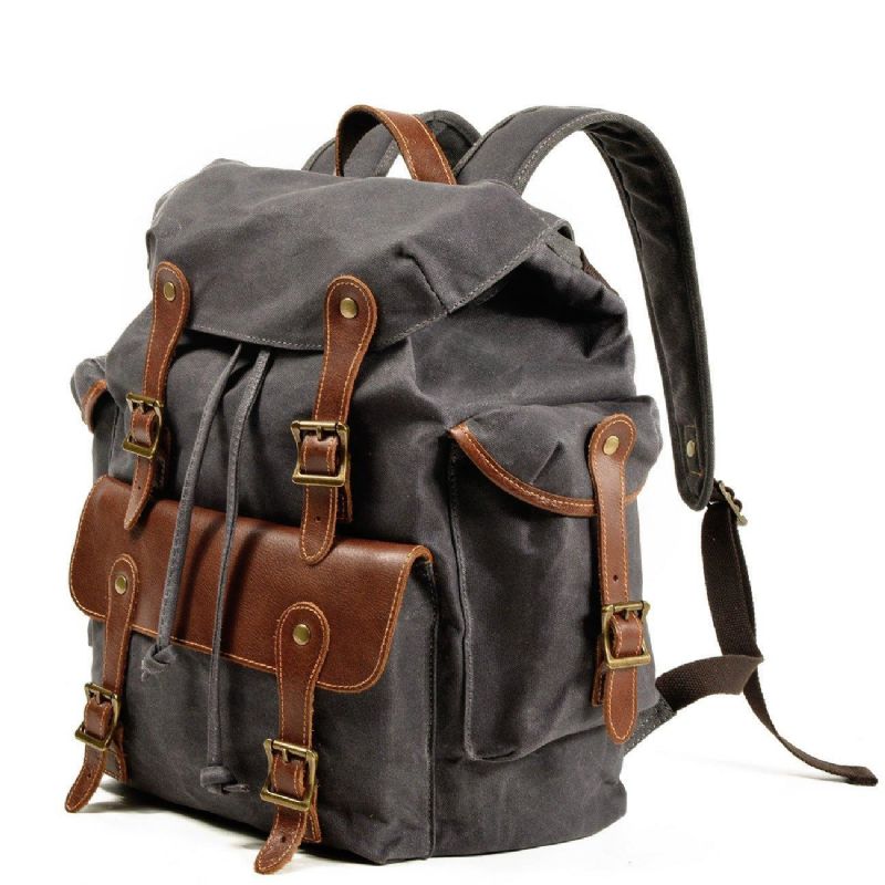 Mochila Grande Vintage Lona Encerada Para Homem