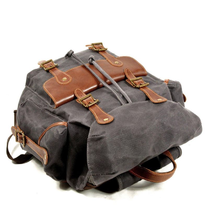 Mochila Grande Vintage Lona Encerada Para Homem