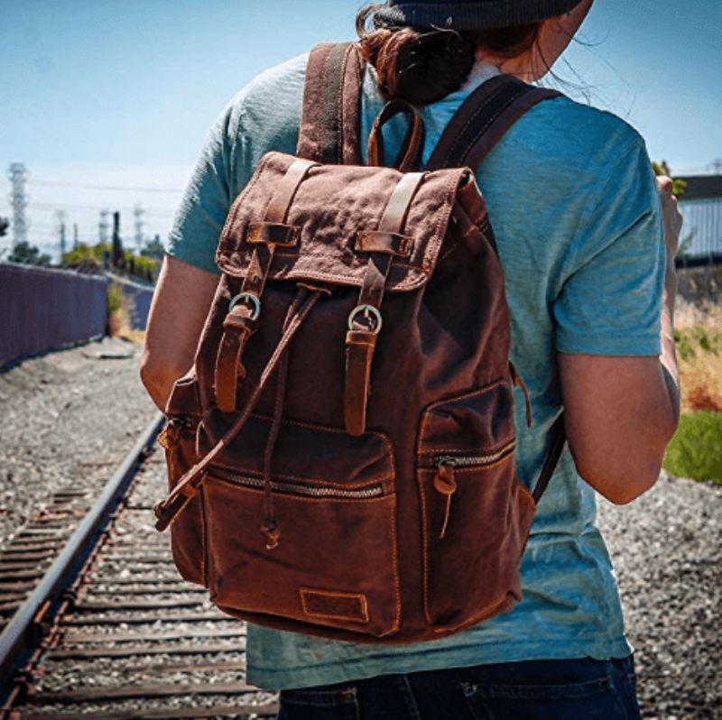 Mochila Homem Em Lona Vintage 21l