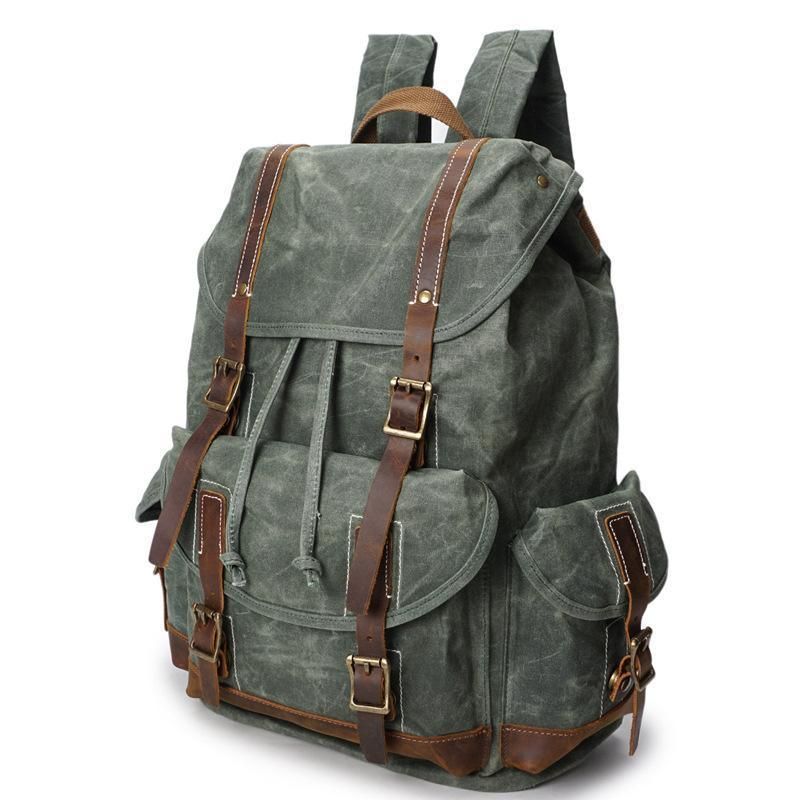 Mochila Lona Cera Vintage Para Homem Viagem