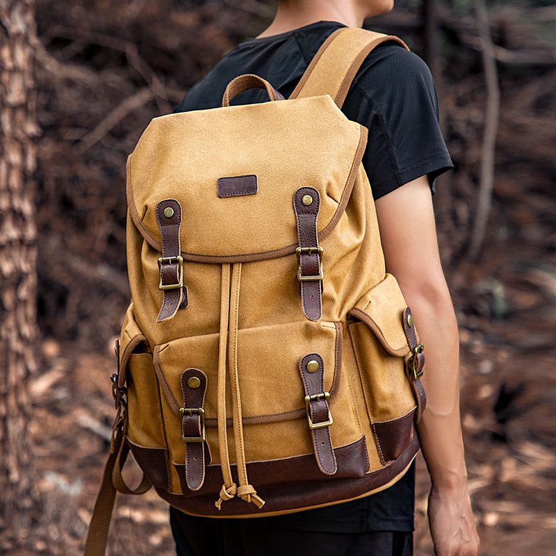 Mochila Lona Encerada Para Viagens Ao Ar Livre