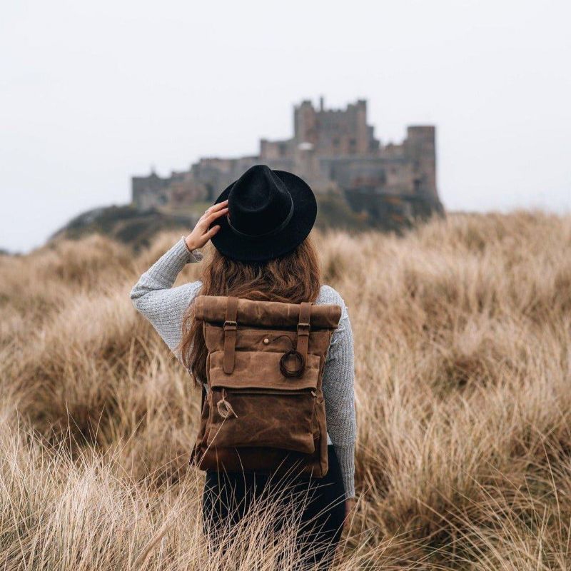 Mochila Lona Encerada Vintage Em Rolo Para Viagem