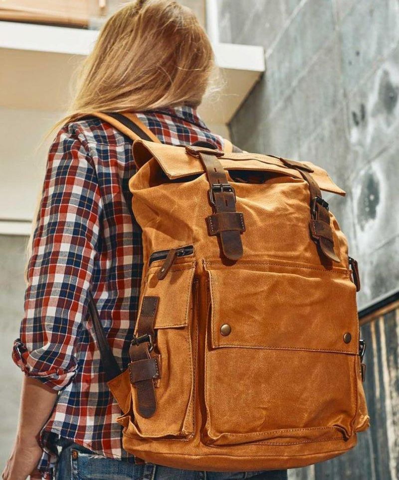 Mochila Lona Encerada Vintage Para Homem