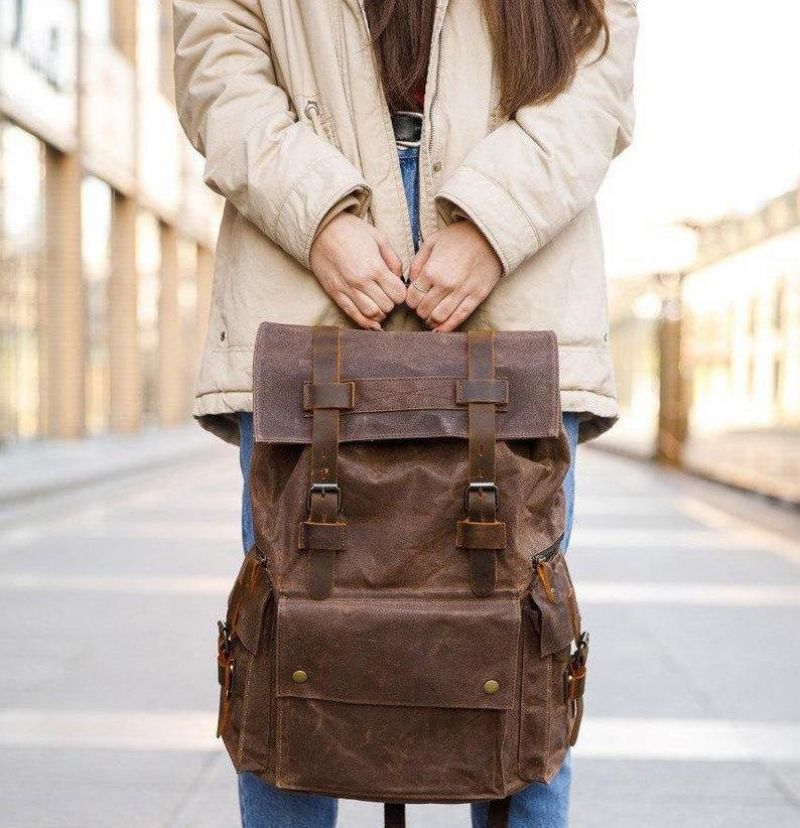 Mochila Lona Encerada Vintage Para Homem